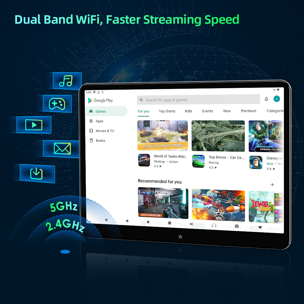 2x 14'' Android 11 Headrest Monitor Video Player Car TV Touch Screen WiFi USB 4K