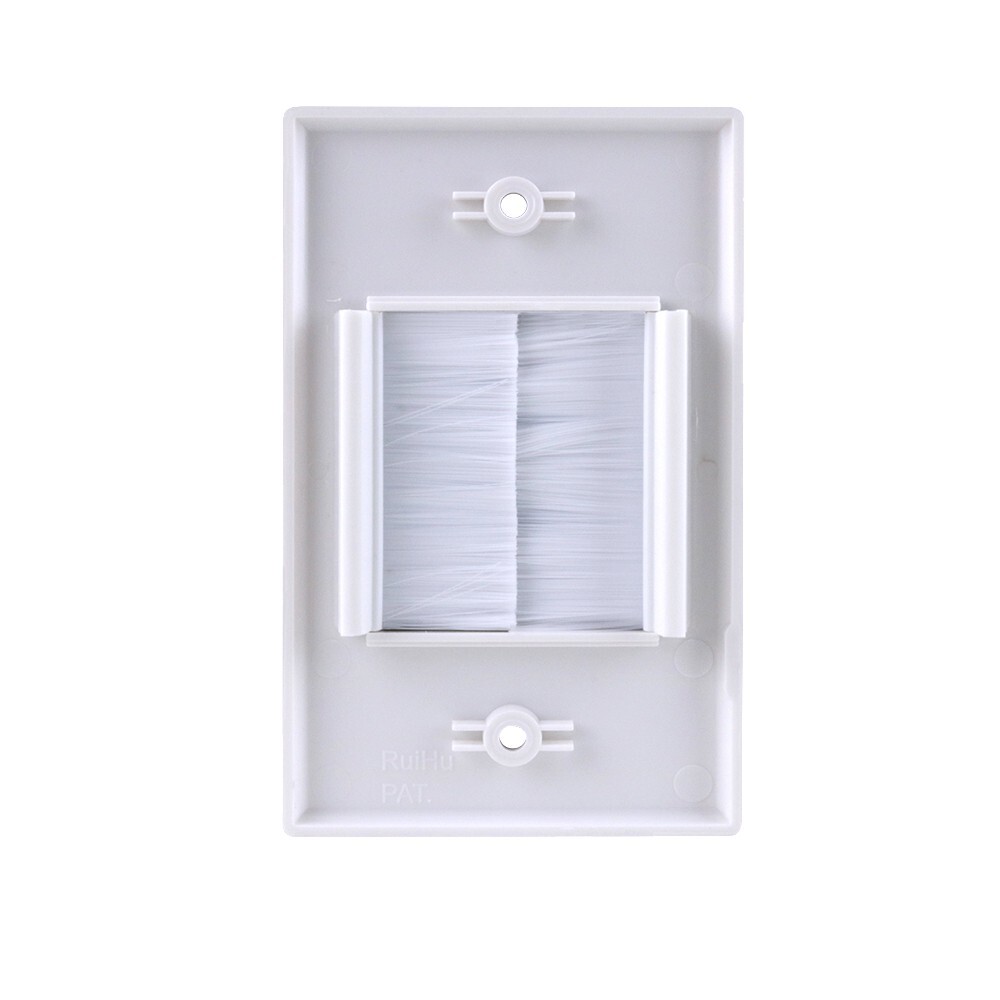 Construct Pro WideMouth Brush Wall Plate Cable Management (White Plate & Brush)