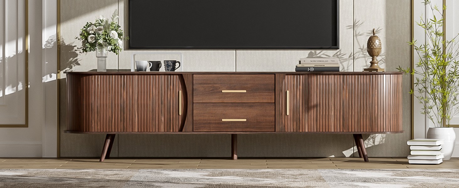 Modern TV Stand for 80" TV Entertainment Center Media Console Table W/ 2 Drawers