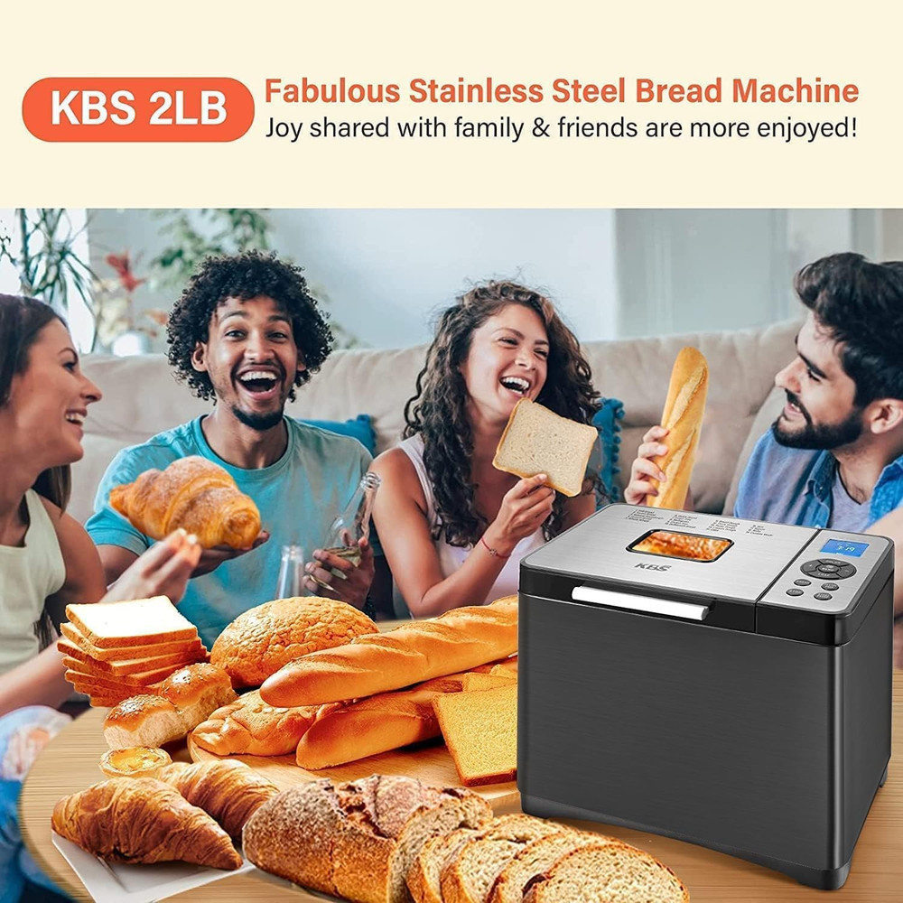 KBS 19-In-1 Programmable Bread Maker,2Lb Large Bread Machine Stainless Steel Wi