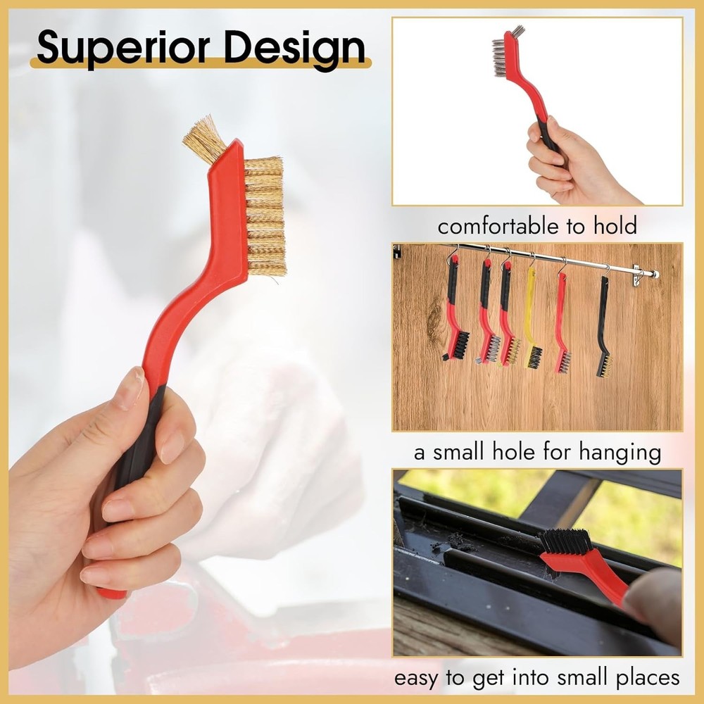 Durable Wire Brushes Set - 6 Pieces for Efficient Rust, Grease & Grime Removal