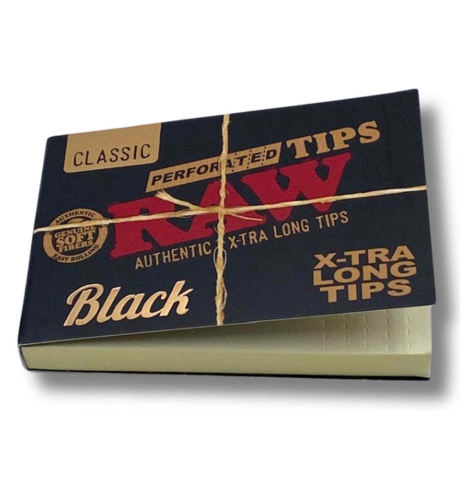 RAW Black Perforated Tips – Classic (Extra Long) – Full Box