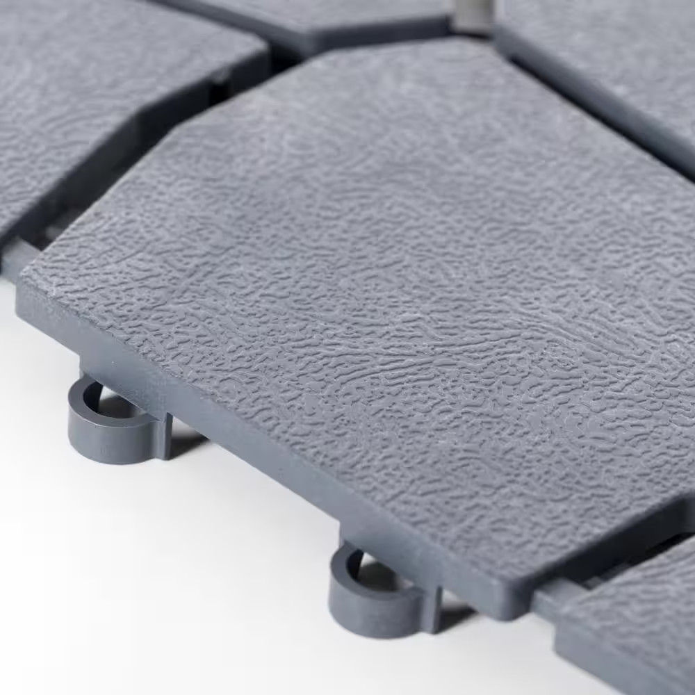 Gray Plastic Garden Path Track Interlocking Stone Look Design Pathway Tile Floor