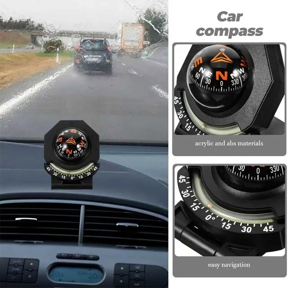 High Precision Navigation Car Mount Compass Ball Car Dashboard Compass 2-In-1