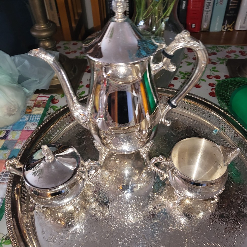 Silverplate Victorian Tea & Coffee Set Ornate Design