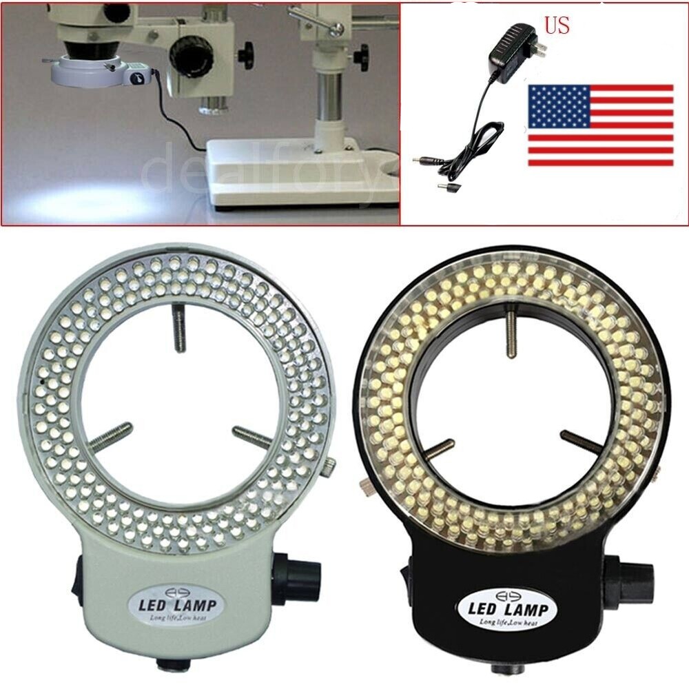 Adjustable 144 LED Bulb Ring Light Lamp with US Plug for Stereo Microscope