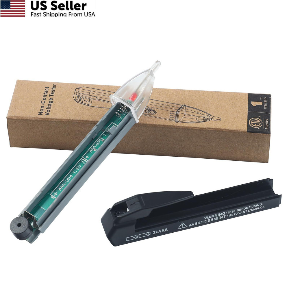 Non-Contact Voltage Tester Tools,LED Flashlight,Buzzer Black+Grey+Transparent