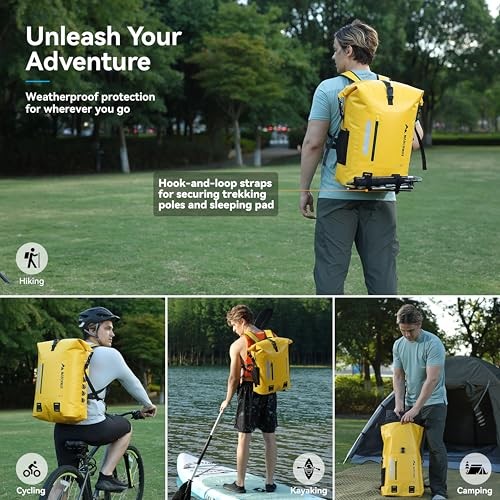 Roll Top Waterproof Backpack, Floating Dry Bag with 20L Yellow