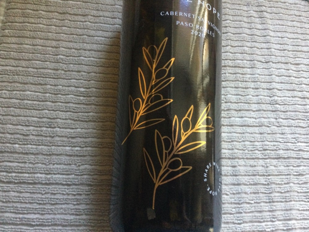 2020 One Hope Cabernet Sauvignon Wine bottle EMPTY