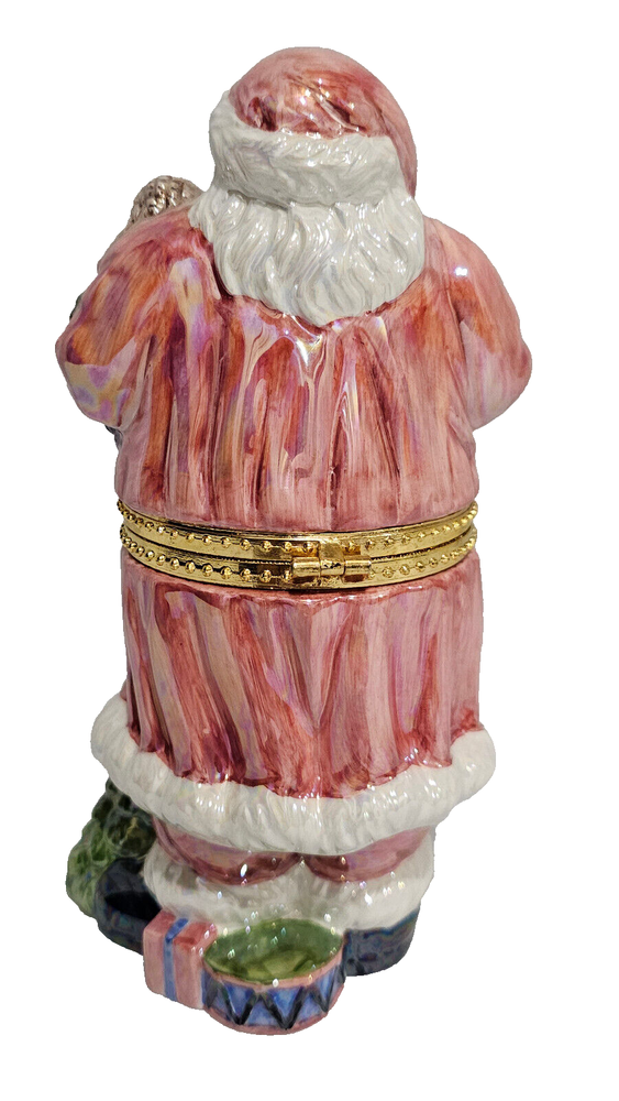 Santa Trinket Boxes Hinged with Colorful Painted Presents