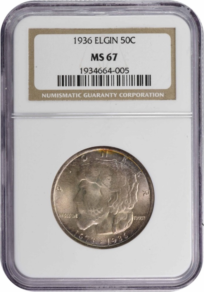 Elgin Commemorative Silver Half Dollar 1936 MS67 NGC