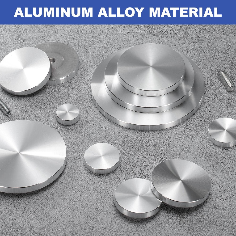 2pcs M8 Thread 50mm Diameter Round Shape Aluminum Disc Hardware, Silver