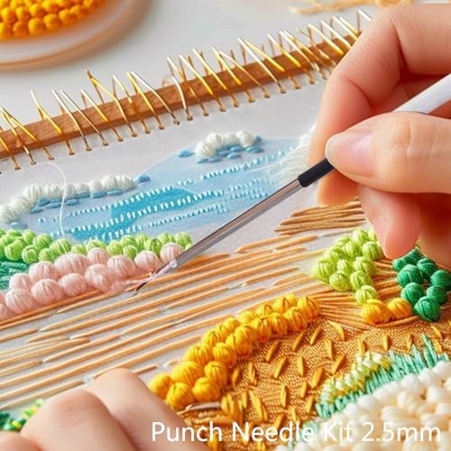 Punch Needle Embroidery Kit - Complete Set for Needle Punching - Includes