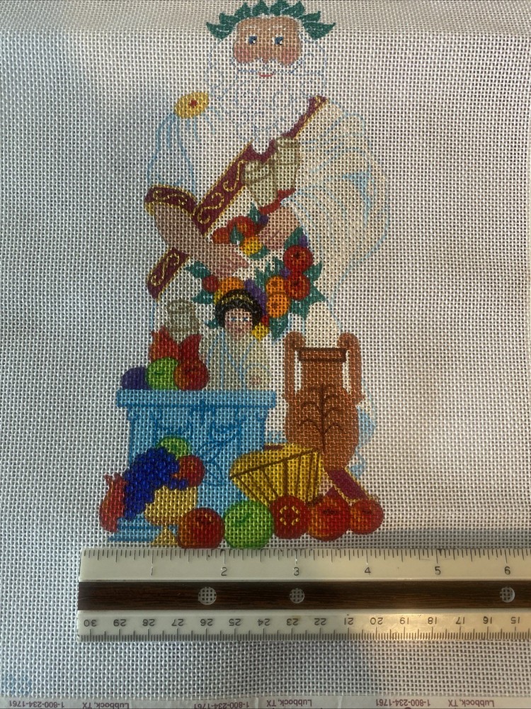 Christopher Radko Design Needlepoint Canvas 18 Mesh Hand Painted Includes Floss