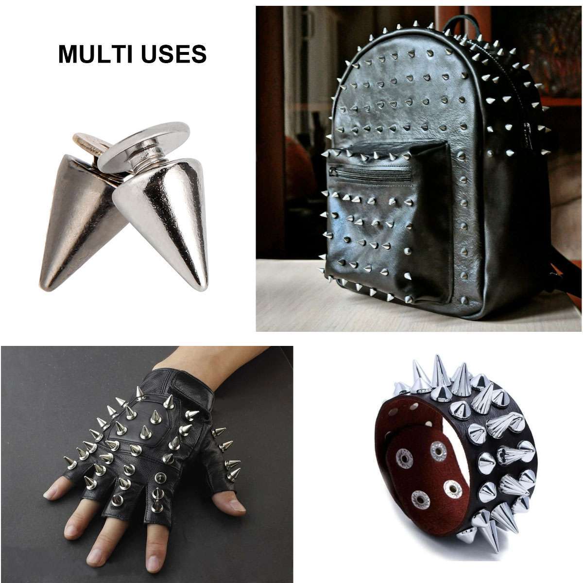 100X Punk Cone Metal Spikes Rivets Studs Screw Back For Clothing Jacket Leather