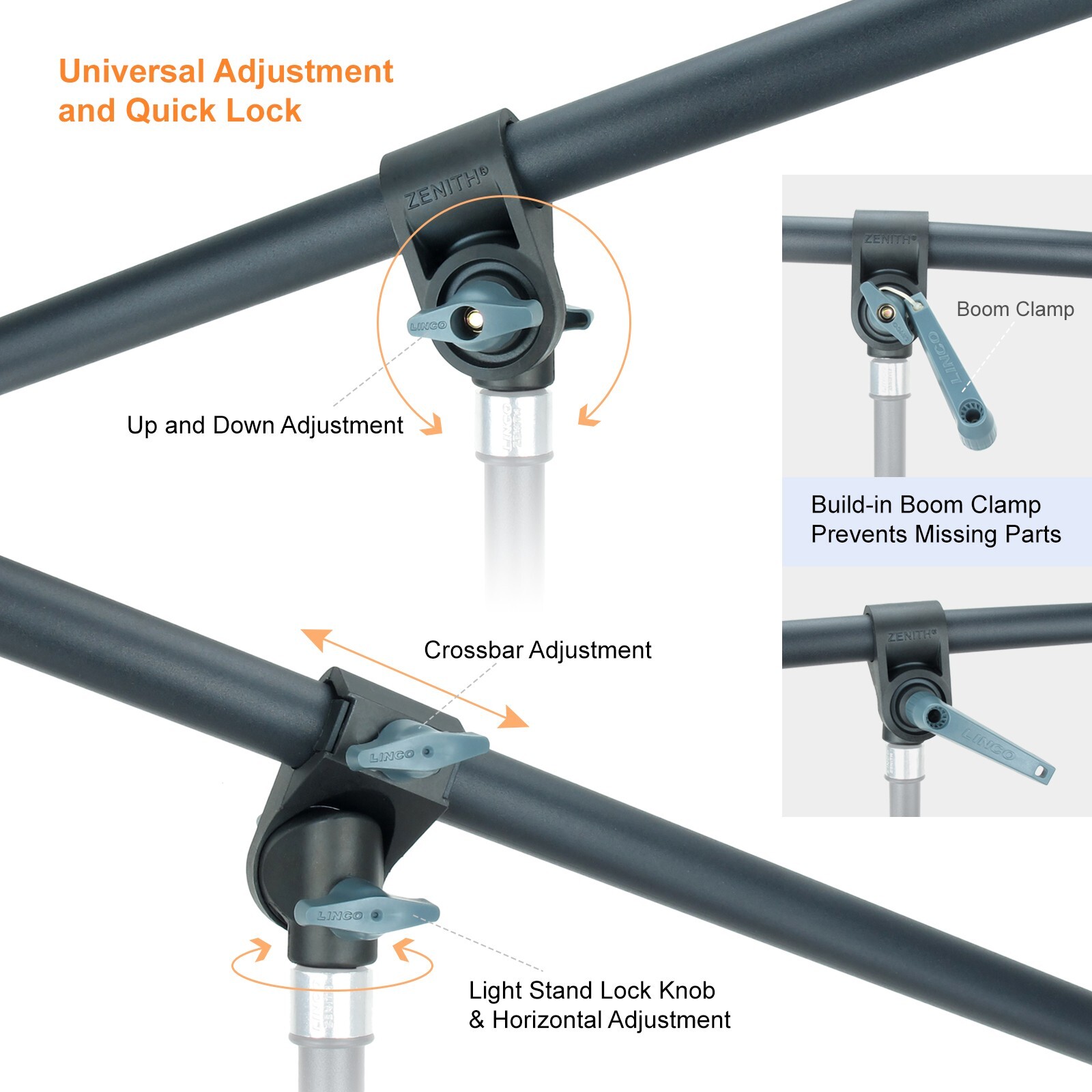 LINCO Photography Video Studio Boom Arm with Reflector Holder and Counterweight