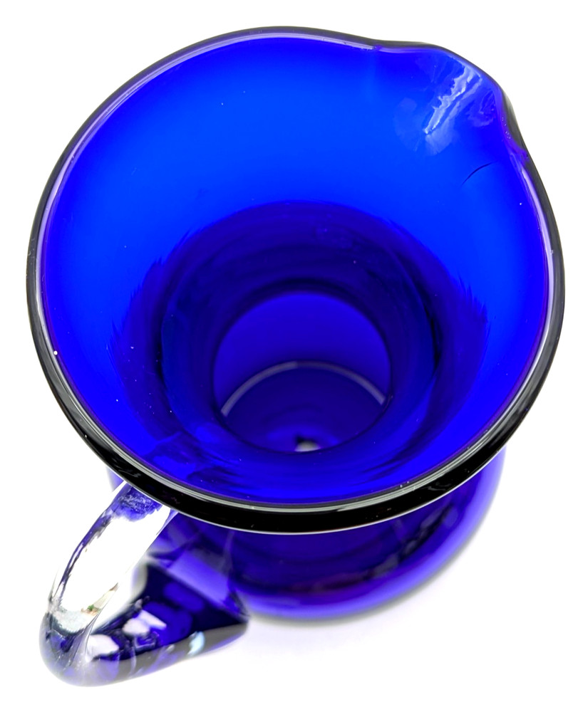 Cobalt Blue Pitcher Clear Applied Handle