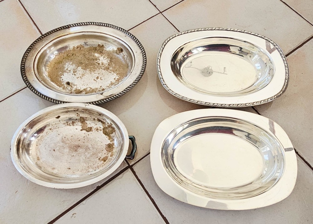 Silverplate Lot 7 Pieces Trays Covered Dishes Assorted Serving Pieces +10 lbs