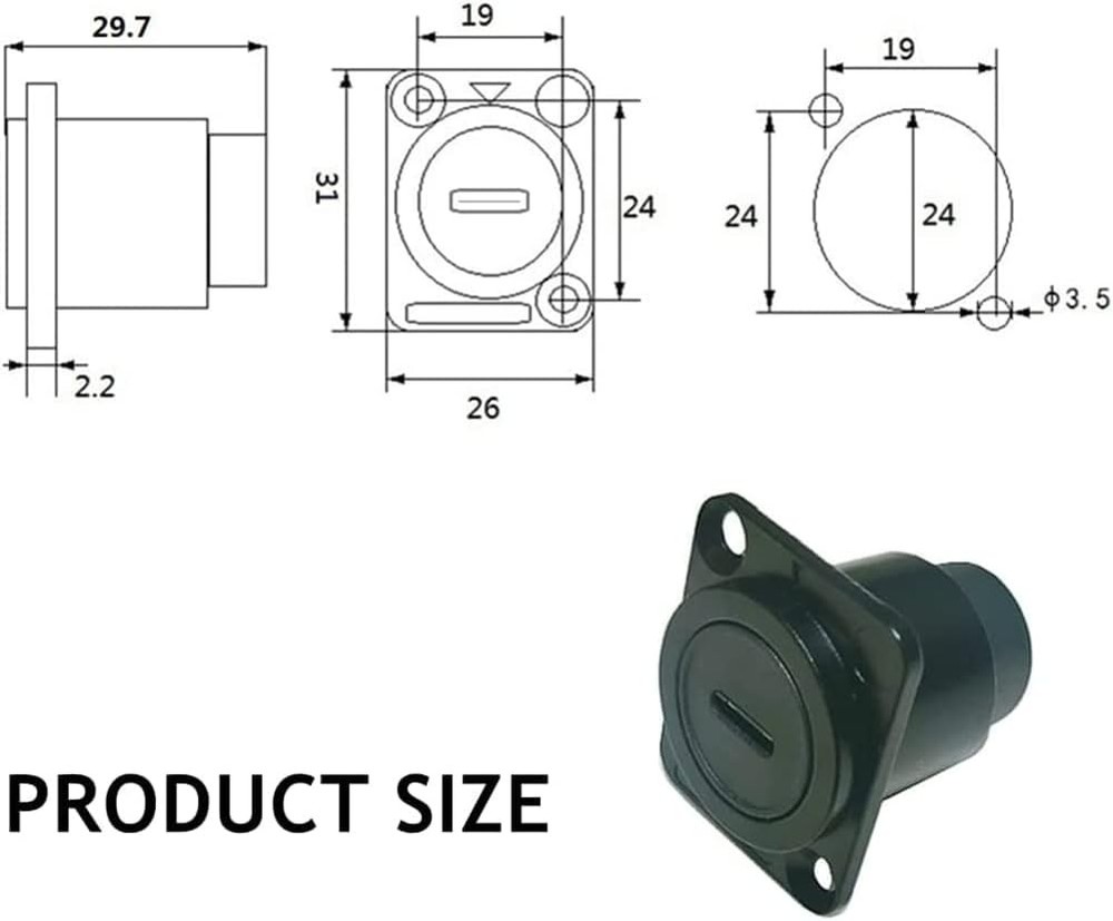 PENGLIN 2PCS USB 3.1 Type C Panel Mount Coupler, D-Type 2PCS(D-TYPE), black