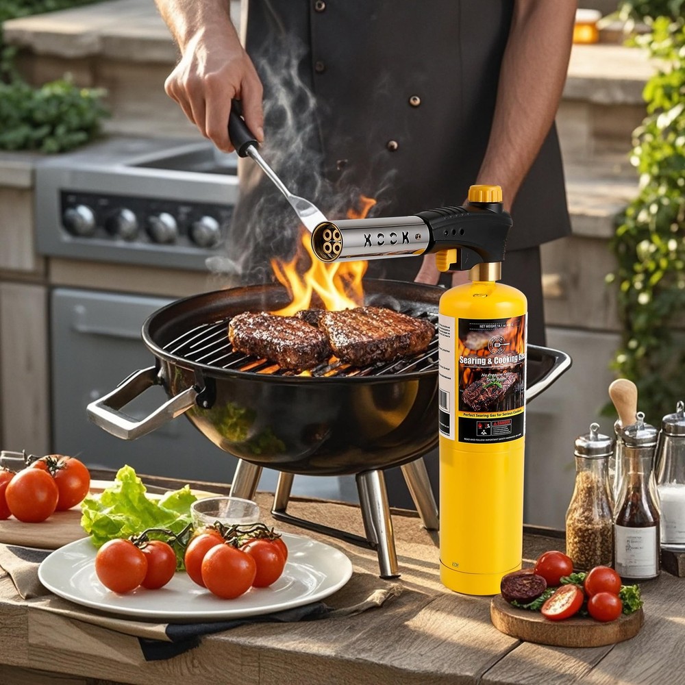 Propane Torch Head,Powerful 4-Flame Blow Torch Head Trigger Start Propane Tor...