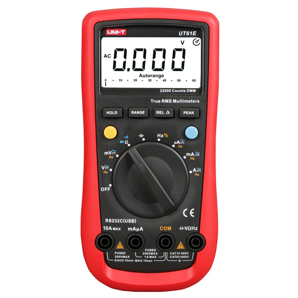 UT61E True RMS Digital Multimeter PC Connect AC/DC Voltage Peak Hold Data Log
