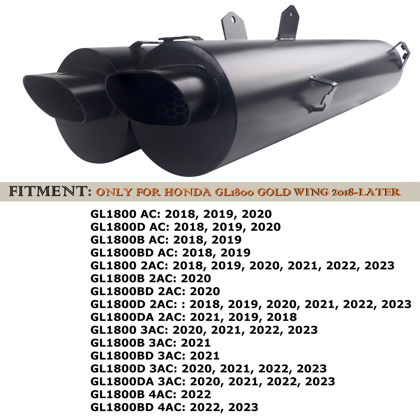 4.0'' Slip On Mufflers for H.o.n.d.a 2018-Up Goldwing GL1800 Exhaust,Black Style