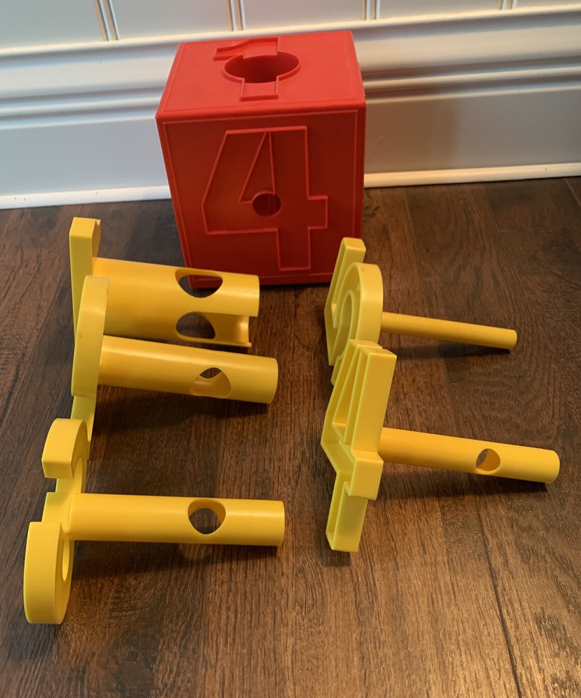 Number Cube Early Learning Puzzle Educational Home School Red Yellow Plastic