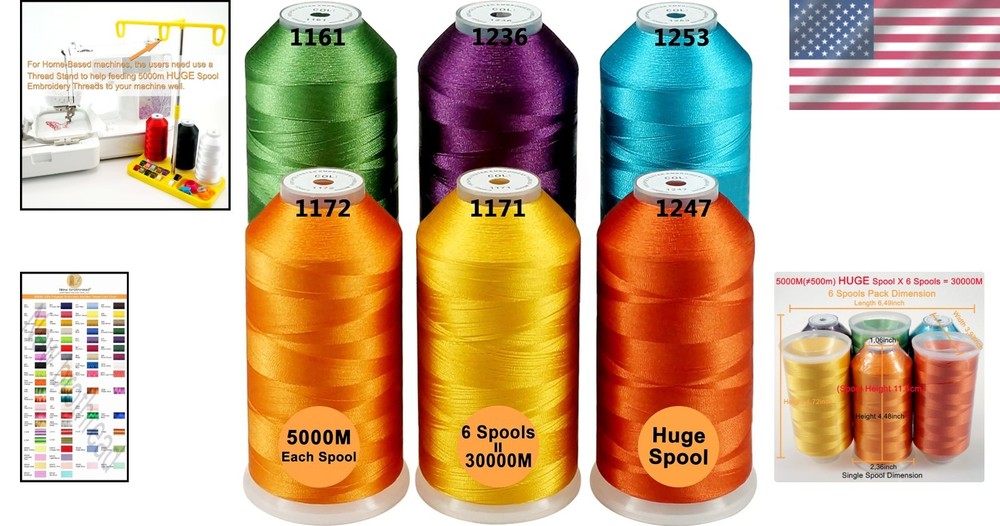 6 Fruit&Garden Polyester Embroidery Thread Pack