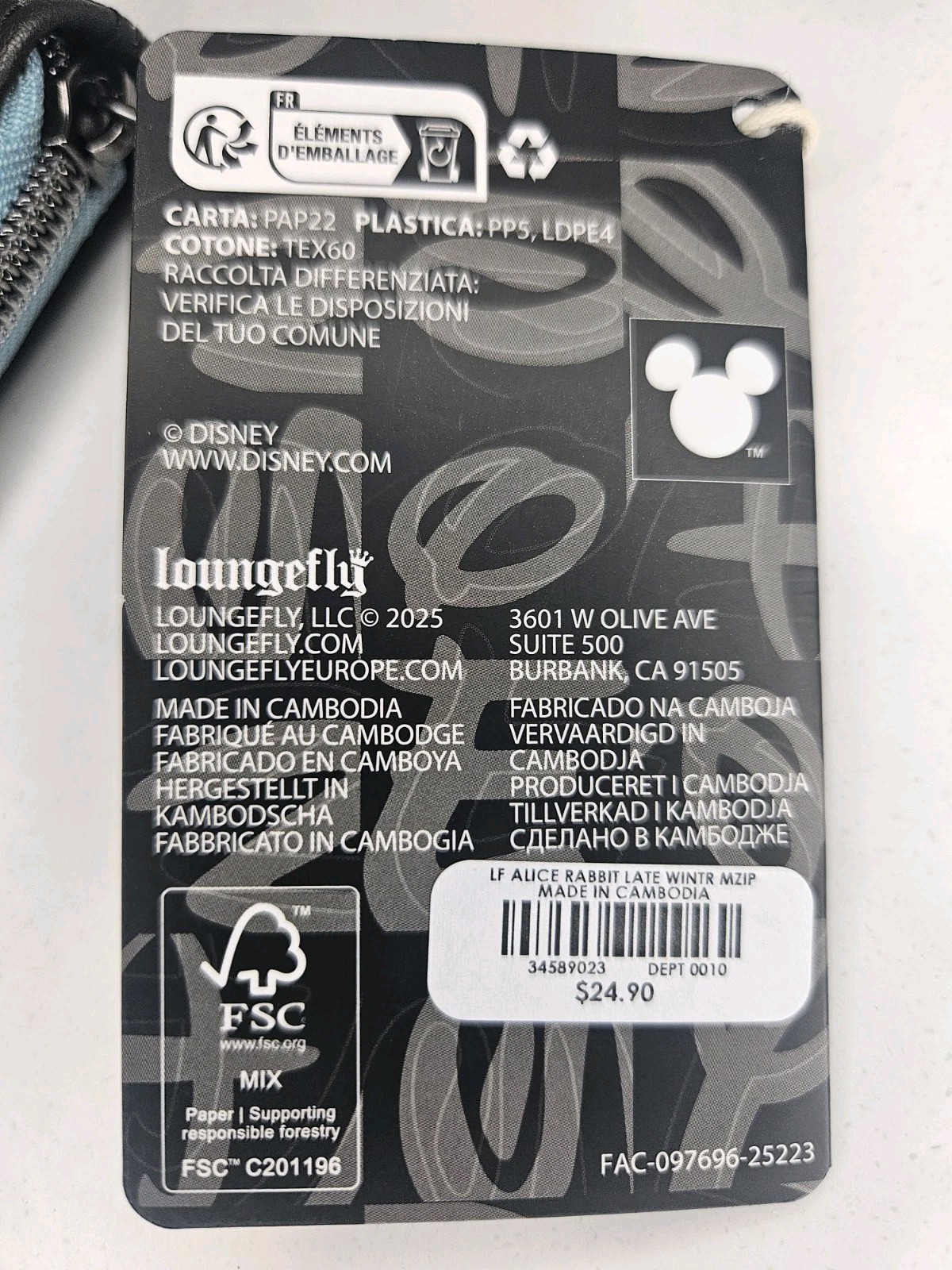 Loungefly Disney Alice In Wonderland Winter Drawing Mini Zipper Wallet NWT