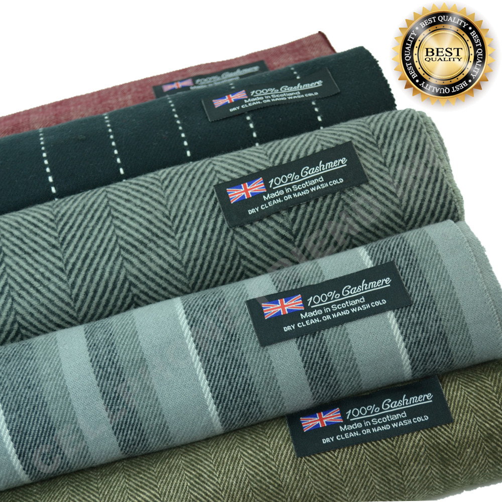 New Men Women 100% CASHMERE Warm Warp Scarf Scotland Thick Stripe Super Soft