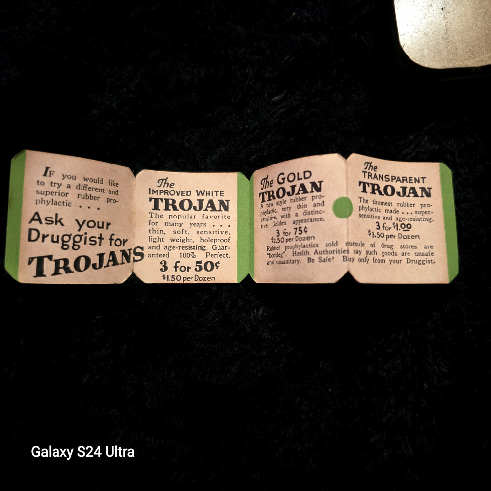 VINTAGE SHADOWS CONDOM / PROPHYLACTIC ADVERTISING TIN