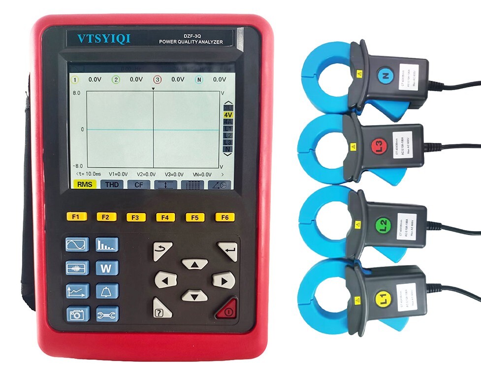 Three-Phase Power Quality Analyzer with Current Clamp 0.10A~100A CT Size Ф40mm