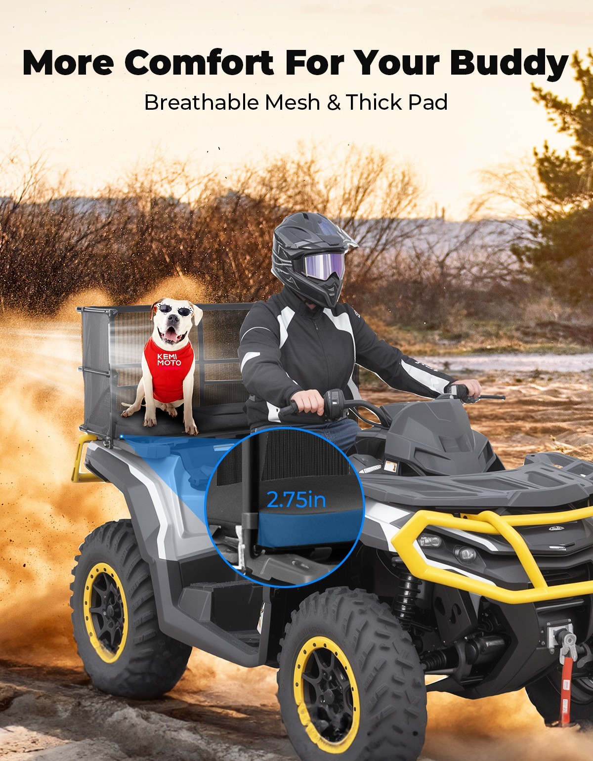 Pet Seat Cushion ATV Rear Rack Pad Dog Carrier For Can-Am Polaris Kawasaki Honda
