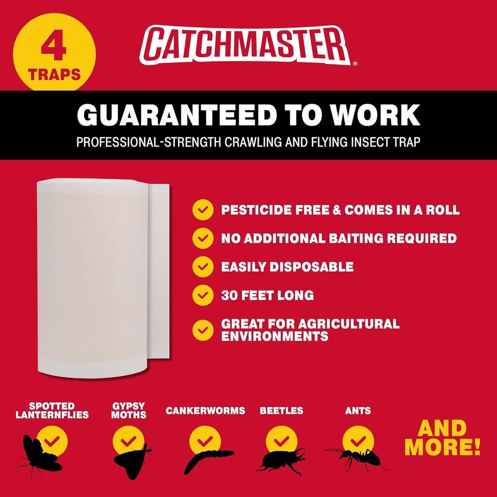 Tree Shield Lantern Fly & Ant Traps Insect Barrier, 4 Rolls 30ft Each, Outdoo...