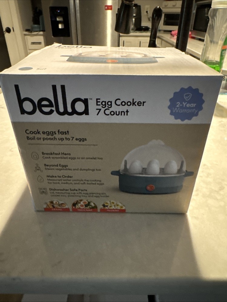 bella Electric Egg Cooker 7 Eggs Capacity Tray Single Stack for Poached Scram...