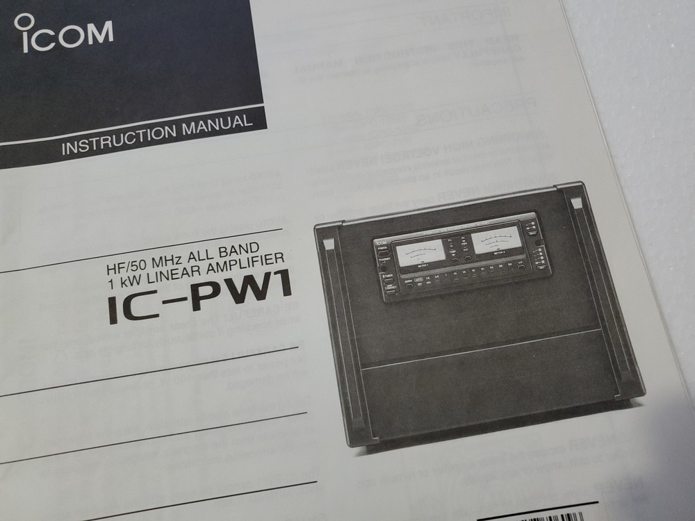 Icom IC-PW1 Linear Amplifier Instruction Manual Original 1997