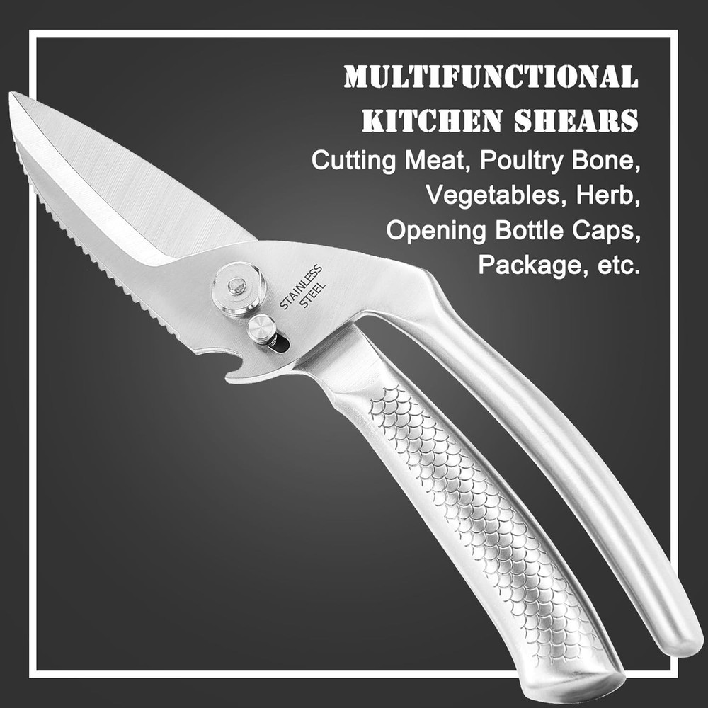 Heavy Duty 3CR14 Stainless Steel Poultry Shears - Multi-Function Kitchen Shears