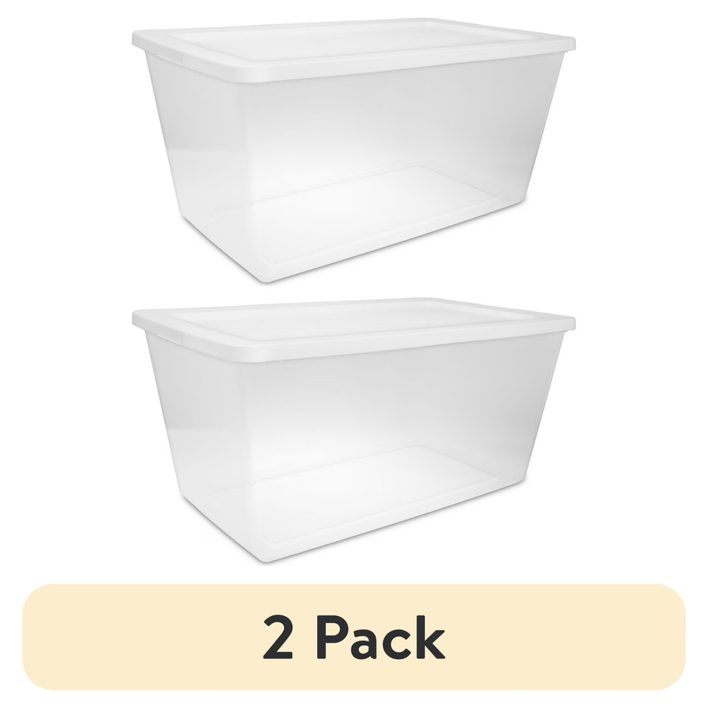 (2 pack) Sterilite 90 Quart Large Storage Bin, Clear Plastic Storage Container w