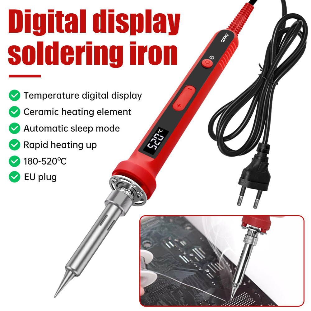 100W Soldering Iron Digital Display Adjustable Temp Inter Heated Welding Irons