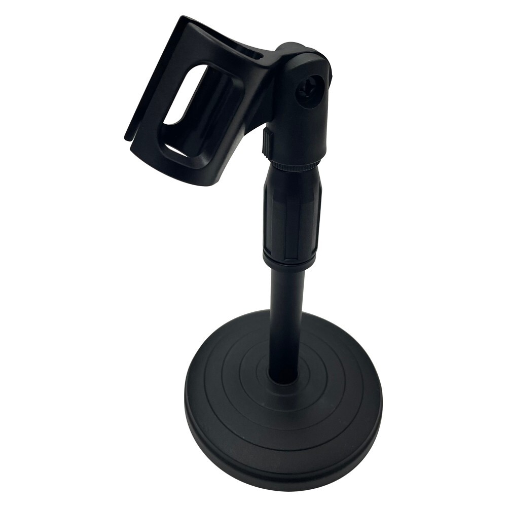 Adjustable Desktop Microphone Lifting Stand Mini Round Base with Mic Clip