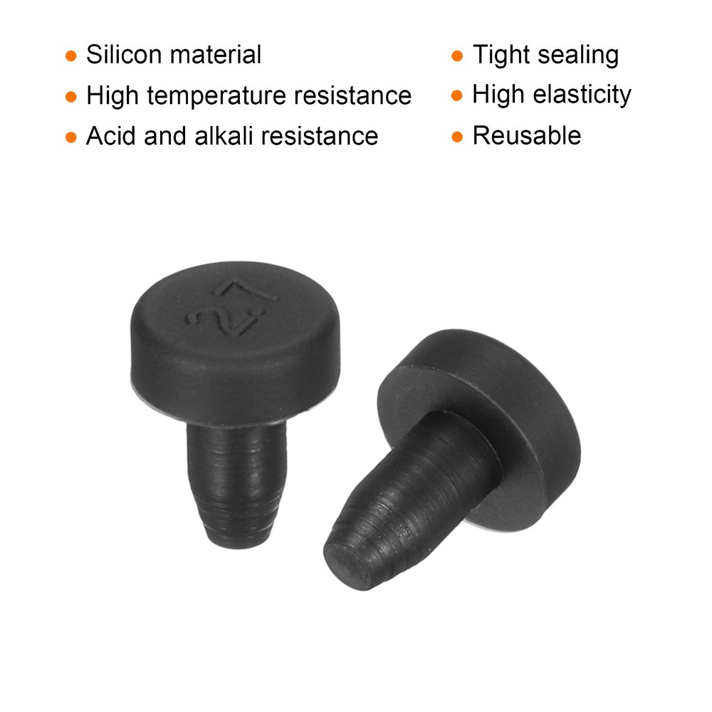 5.3x7x5mm High Temp Silicone Plug T Shaped Solid Silicon Stopper Black,10Pcs