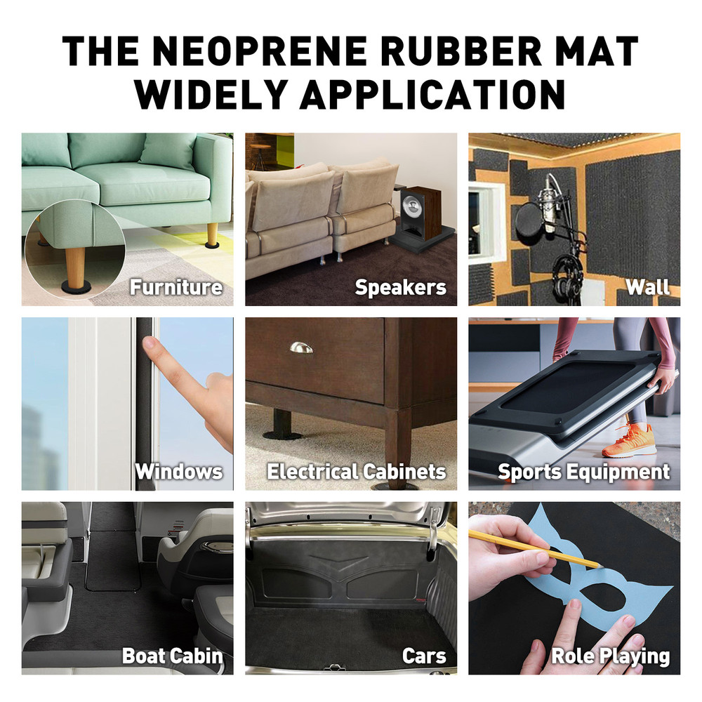2Roll Black Foam Sheet Self Adhesive Rubber Padding Neoprene Sponge Rubber Mat