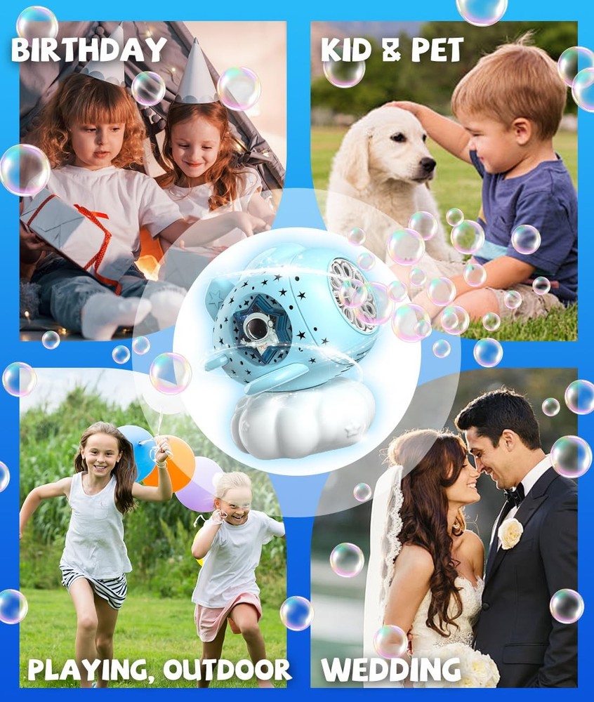 Bubble Machine - Bubble Maker for Kids with Larger Bubbles Design, USB-C Rech...