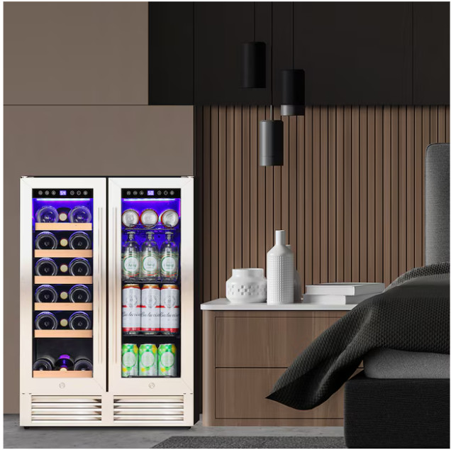 COWSAR 3.96 Cu Ft 18 Bottle Built-In Dual Zone Wine Cooler Silver SALE/FREE SHIP