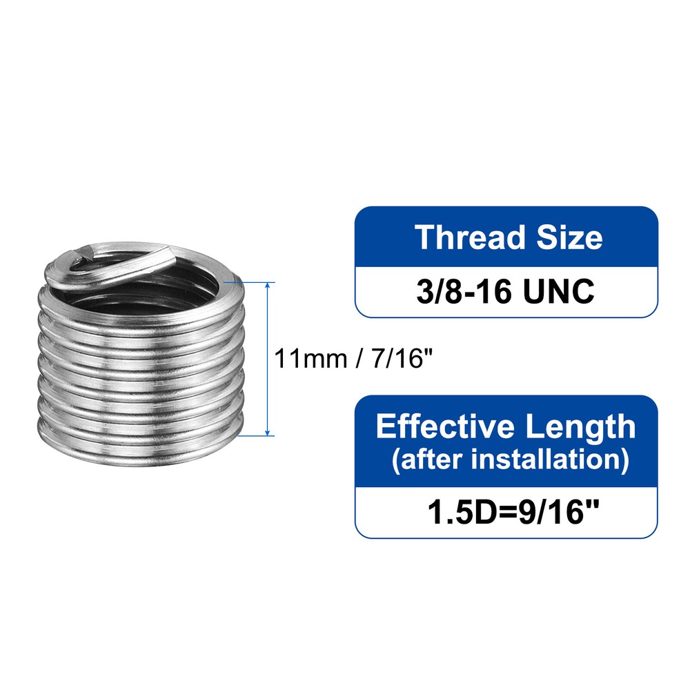 20pcs Wire Thread Inserts 3/8-16 UNC 1.5D Helical Threaded Sleeve Thread Repair