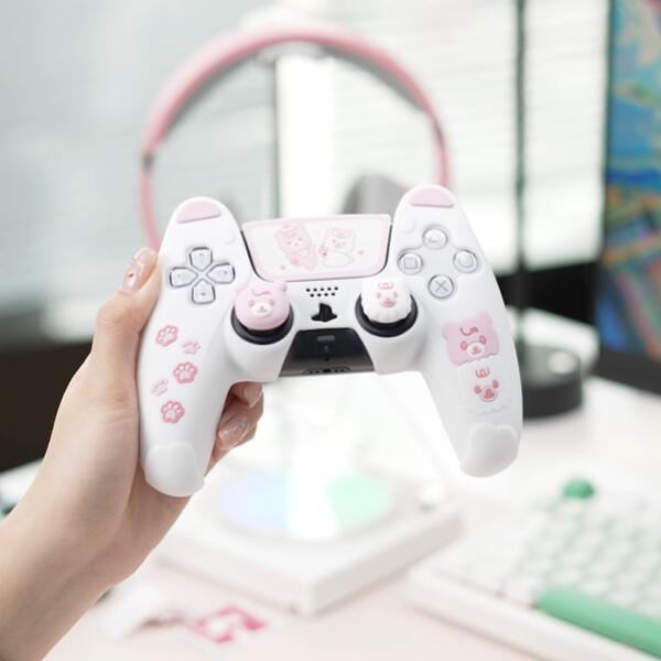 Cute Bear Controller Silicone Case for PS5 Wireless Controller with Thumb Grips