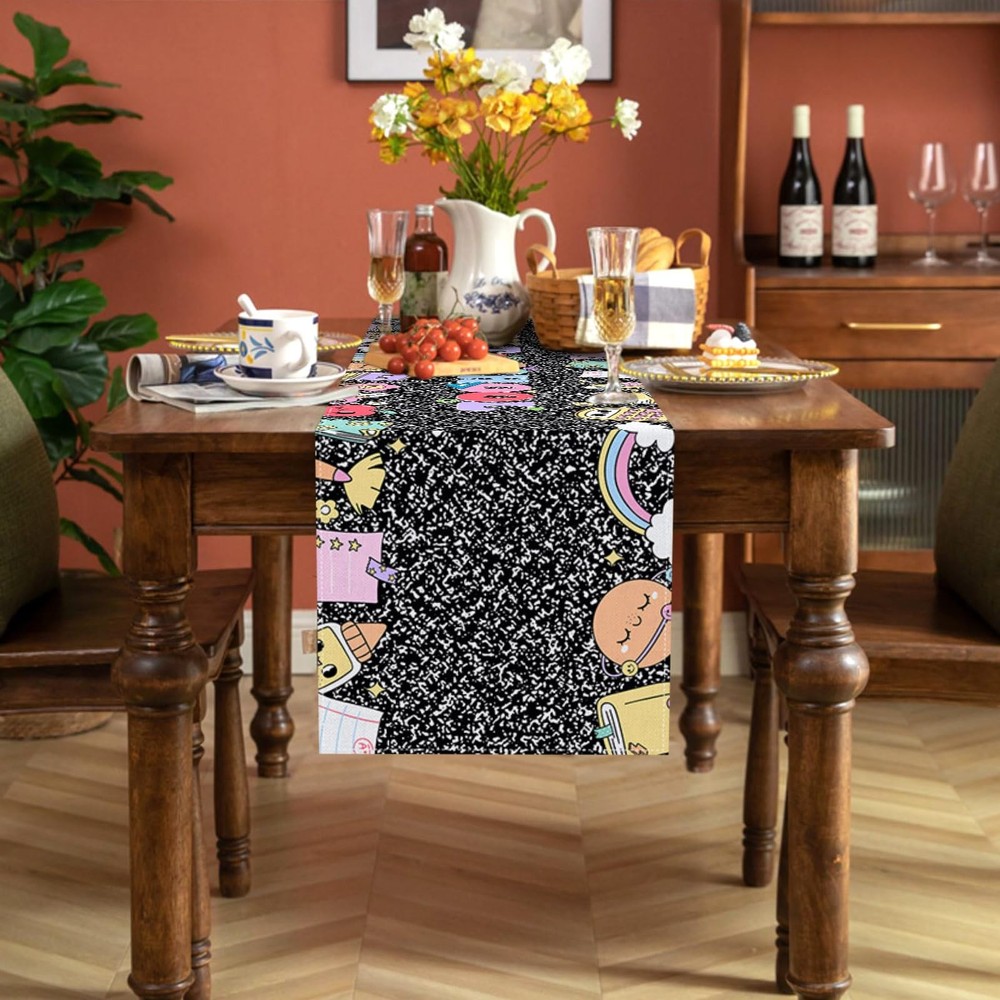 Back To School Table Runner Composition Notebook Design Party Decoration