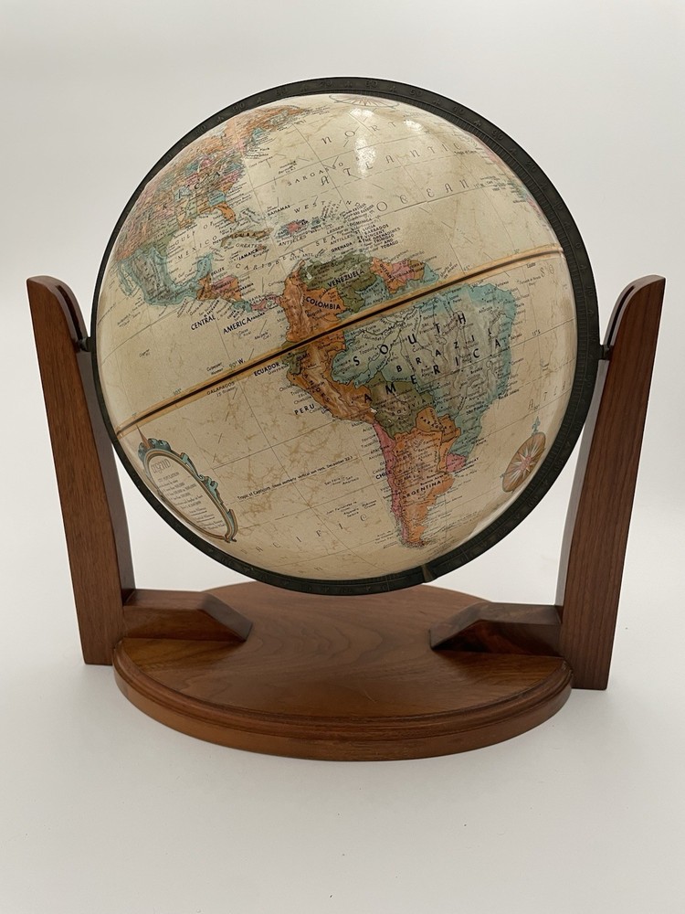 Vintage Replogle "World Classic" series globe Solid Wood Base