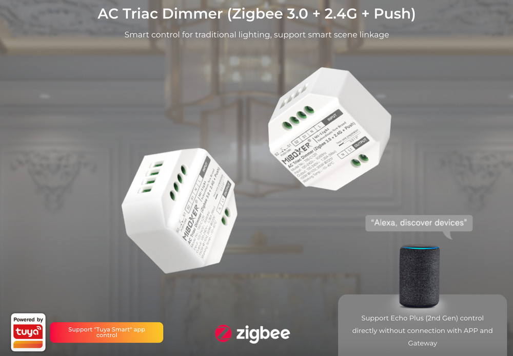 TRI-C1ZR - AC Triac Dimmer (Zigbee 3.0 + 2.4G + Push)