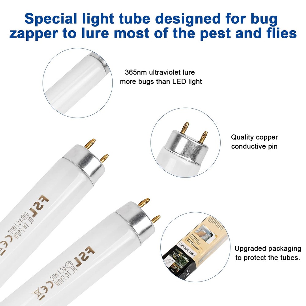 Ultraviolet Tubes 10W 2-Pack for Electric Bug Zapper, Mosquito Insert Killer,...